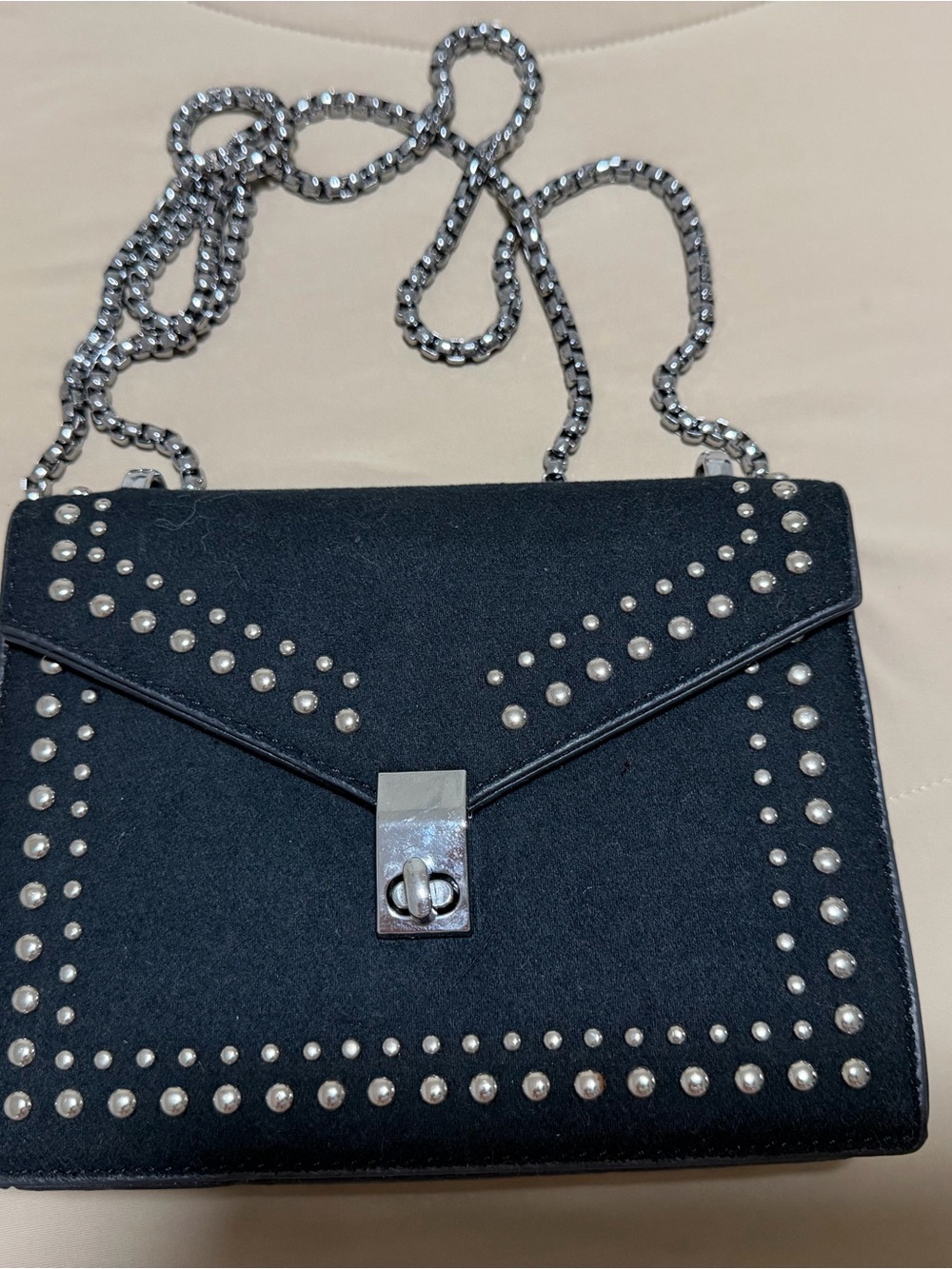 Black Studded Chain Shoulder Bag